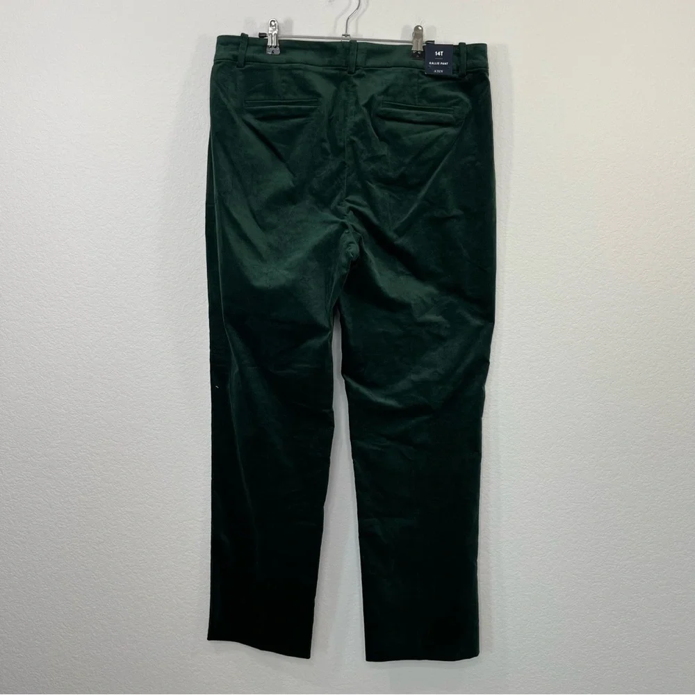 J.Crew NWT Velvet Kallie pant Darkest Forest size 14 Tall - Picture 5 of 11